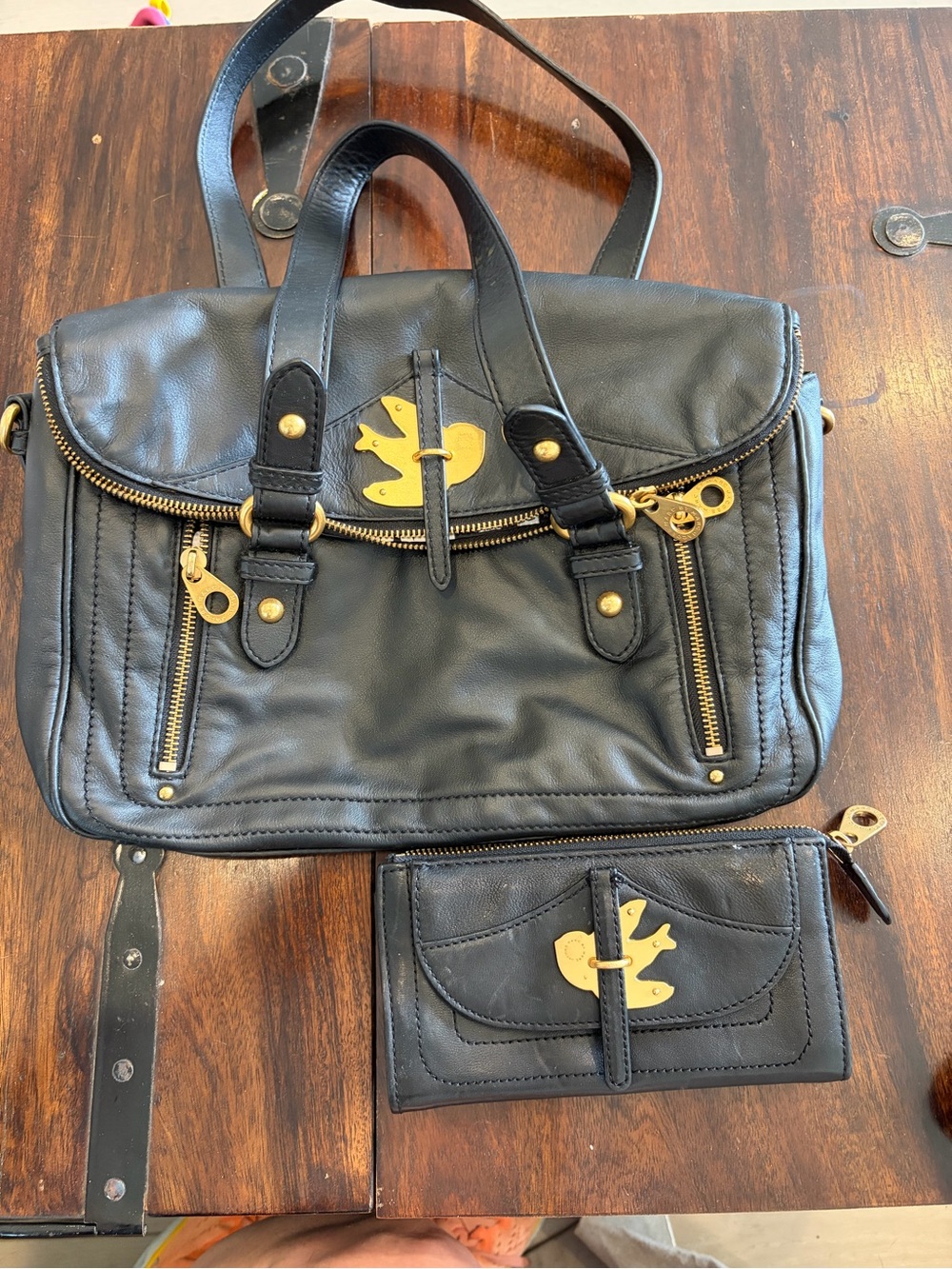Marc by Marc Jacobs Black Satchel with Gold Accents